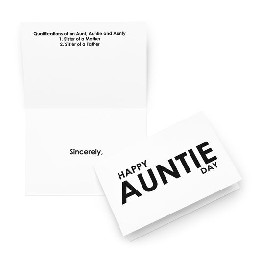 Aunt(ies) Day Holiday Card - Qualifications - Note