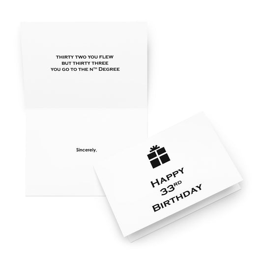 33rd Birthday Card - Note