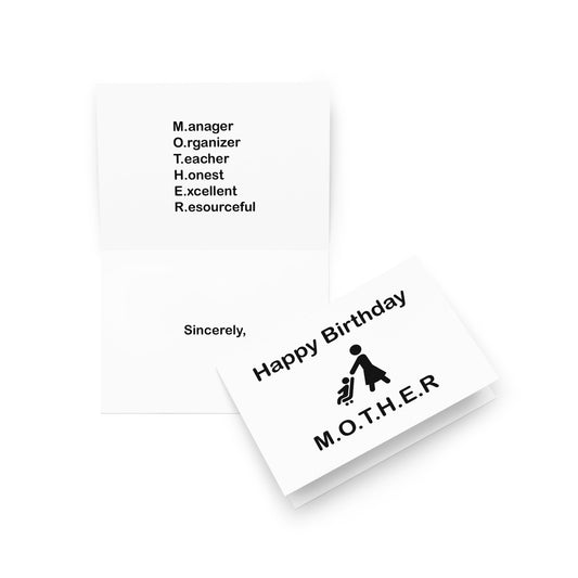 Happy Birthday MOTHER - Note - 5"x7" - folded