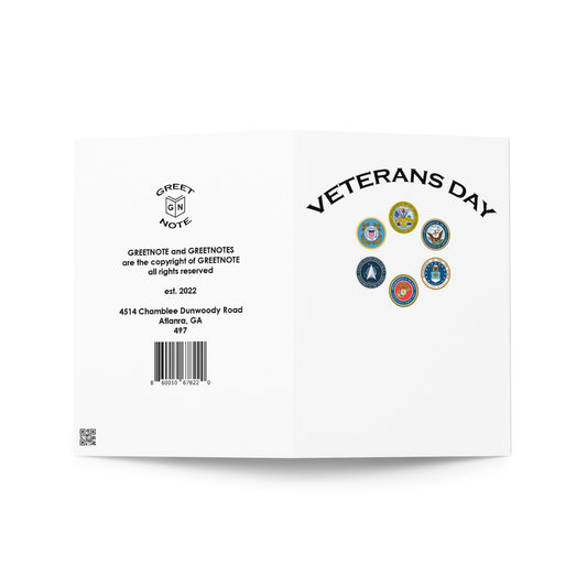 Veterans Day Holiday Card - Note - C - BRANCHES - 7" x 5" - VERTICAL folded - UPC