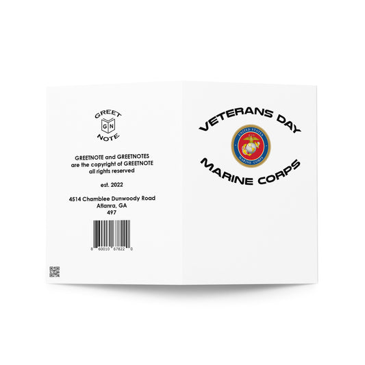 Veterans Day Holiday Card - Note - Marine Corps - 7" x 5" - Vertical - folded - UPC