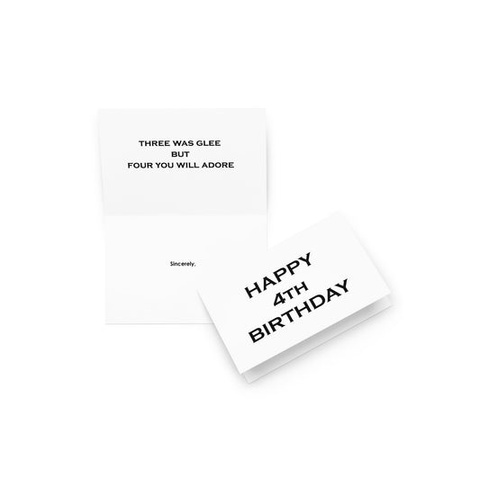 4th Birthday Card - Note - 4”x6” folded