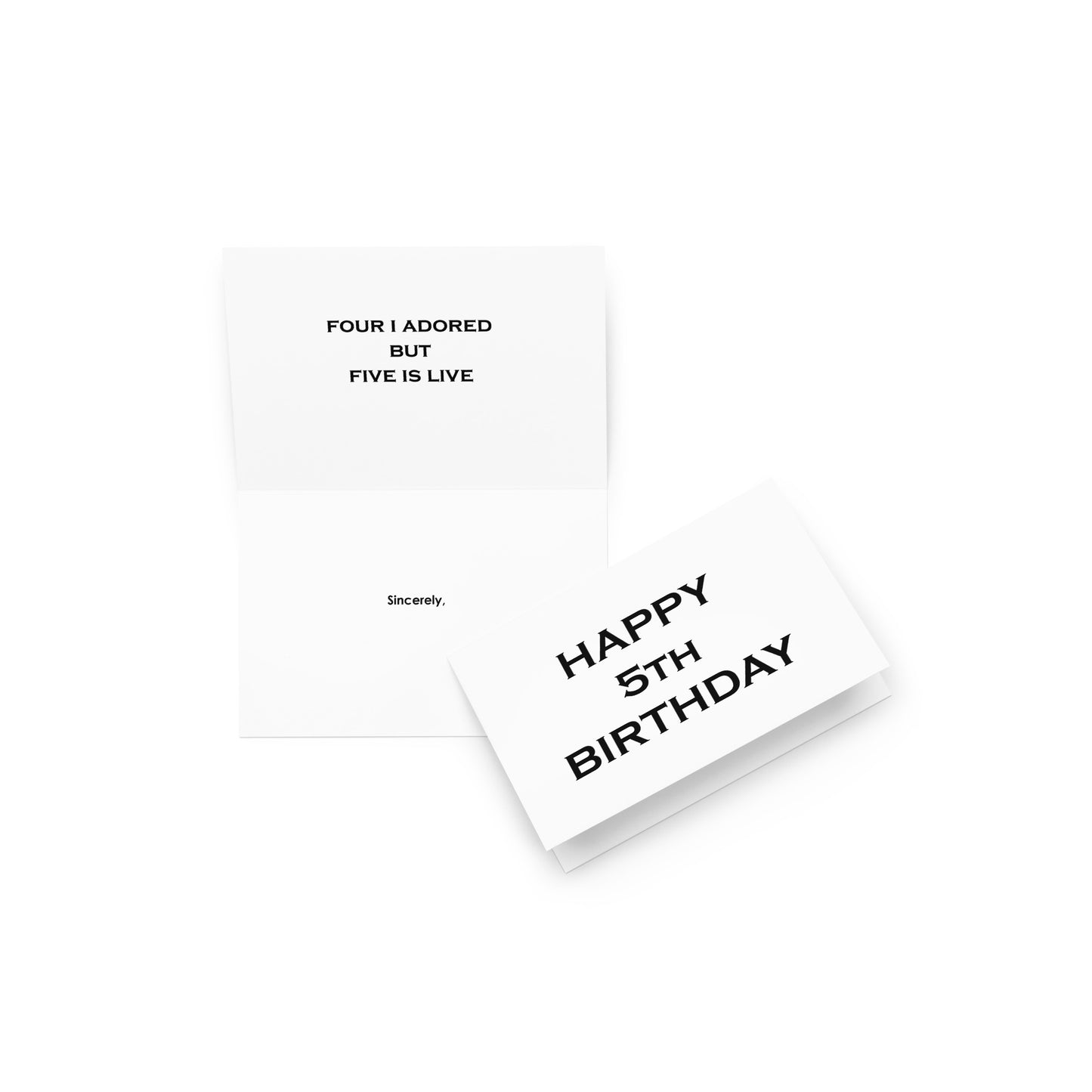 5th Birthday Card - Note - 4”x6” folded