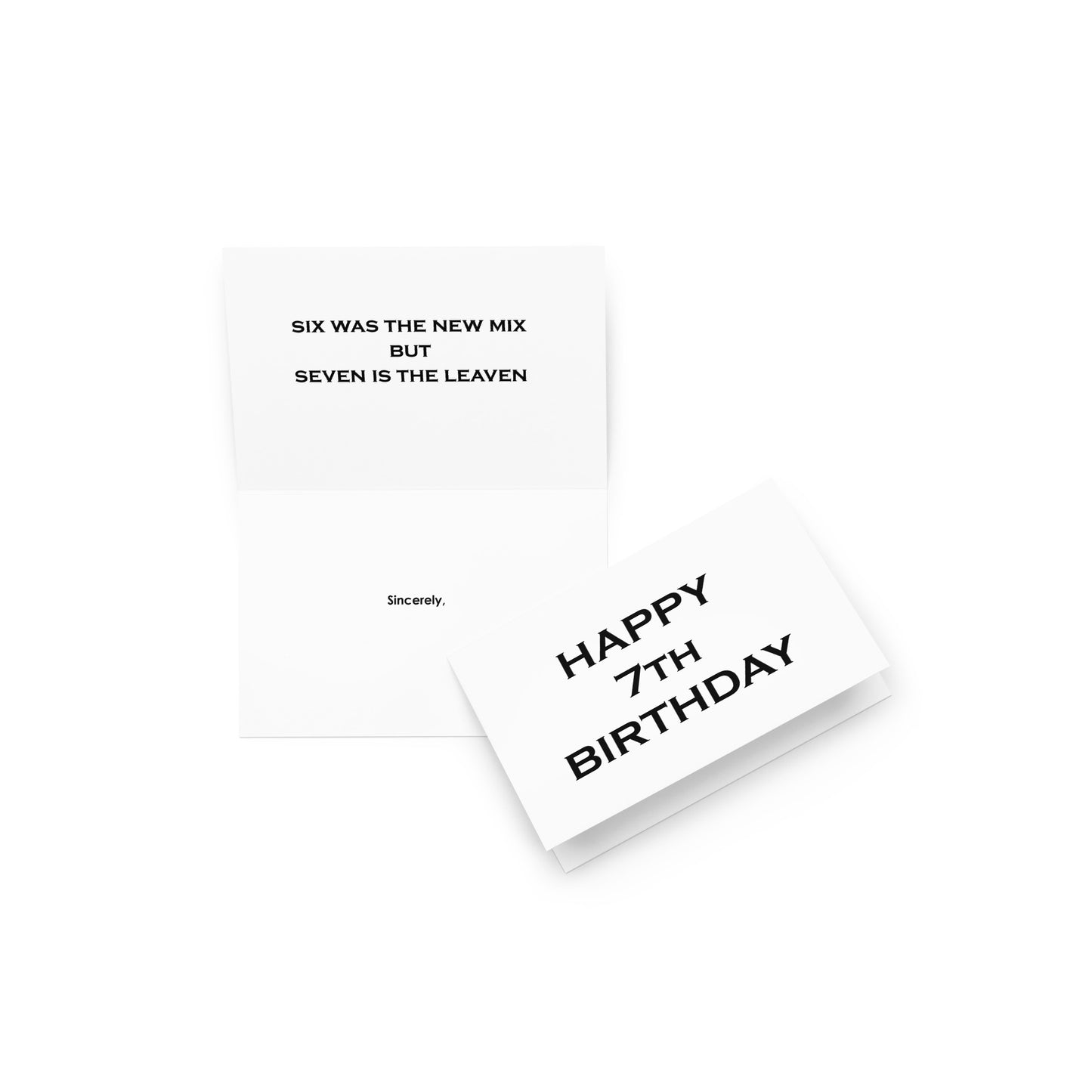 7th Birthday Card - Note - 4”x6” folded