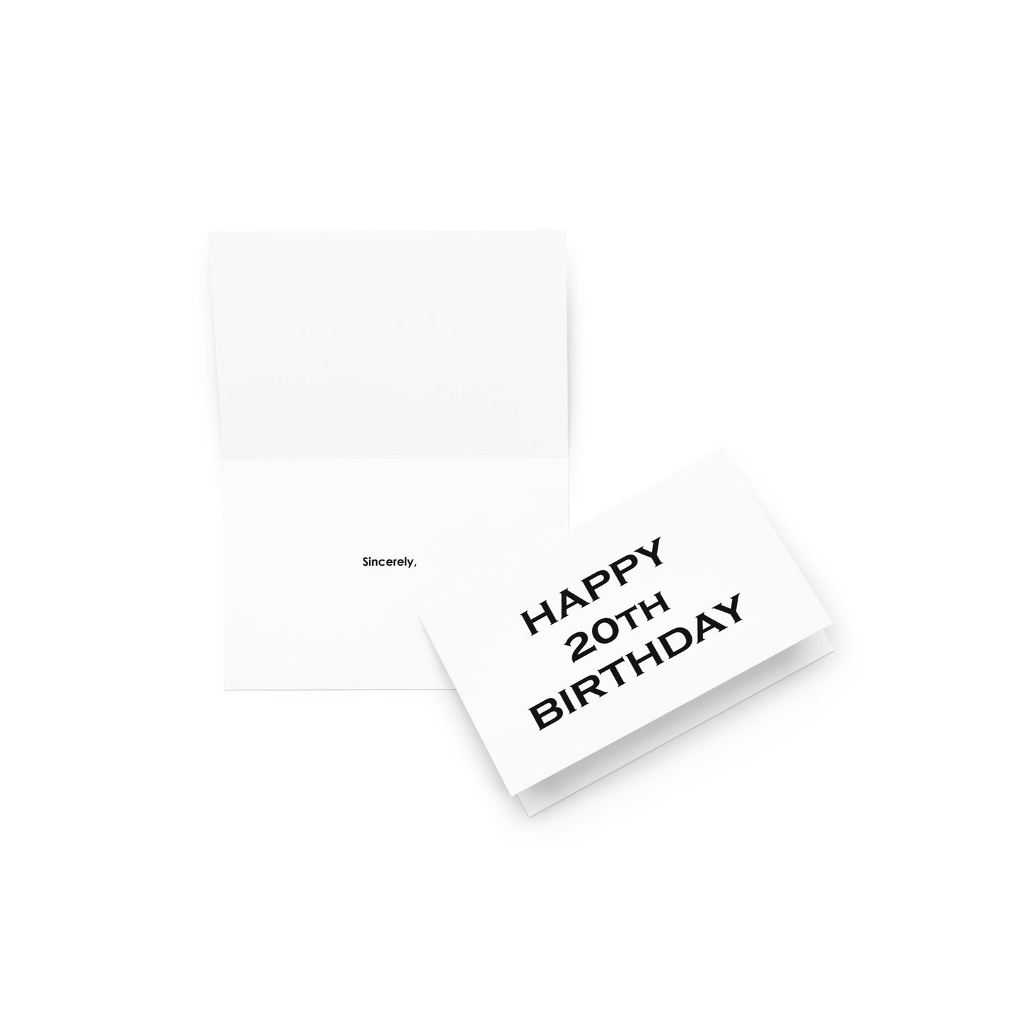 20th Birthday Card - Note - 4”x6” folded