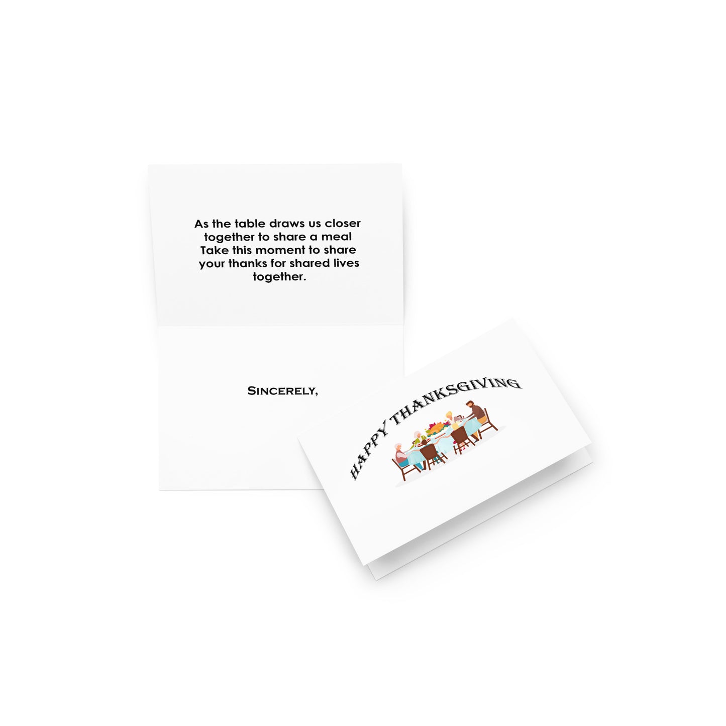 Thanksgiving Day Holiday Card - Note - 4"x6" folded - Table