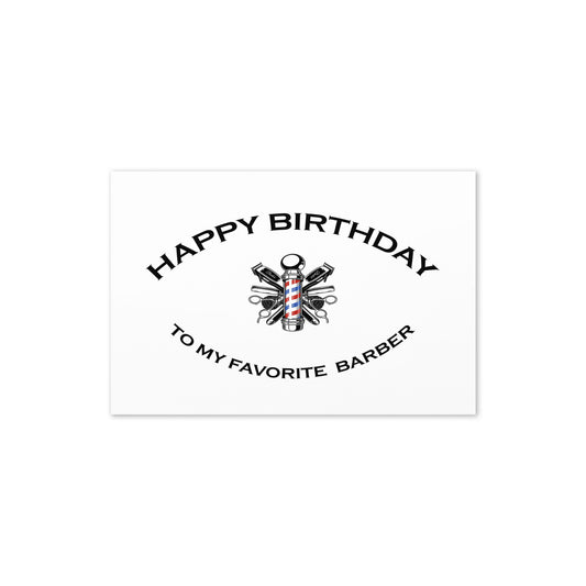 BIRTHDAY CARD - BARBER - FAVORITE SERIES - NOTE - GC SIZE - Folded - 4"x6"