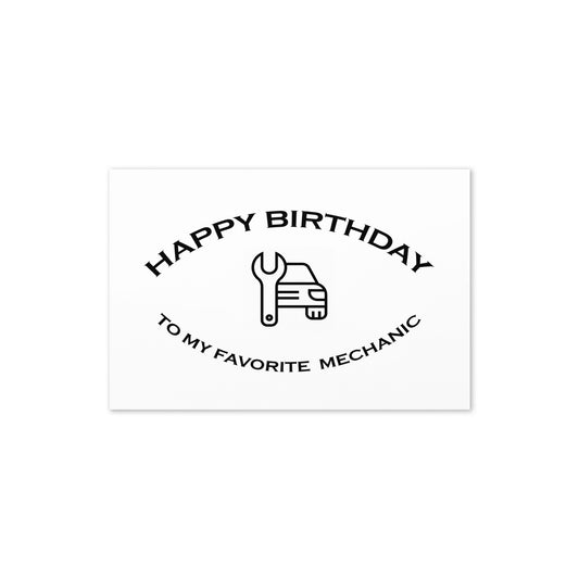 BIRTHDAY CARD - MECHANIC- FAVORITE SERIES - NOTE - GC SIZE - Folded - 4"x6"