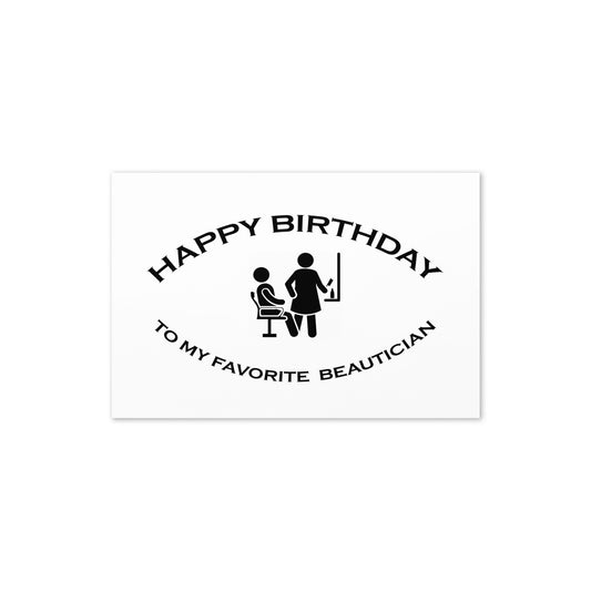 BIRTHDAY CARD - BEAUTICIAN - FAVORITE SERIES - NOTE - GC SIZE - Folded - 4"x6"