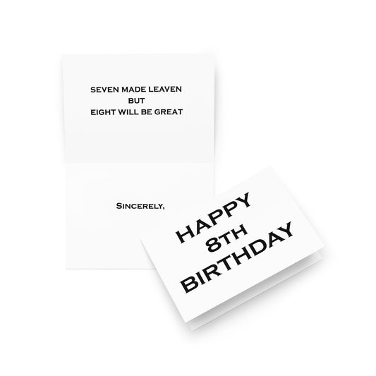 8th Birthday Card - Note - 5"x7" folded