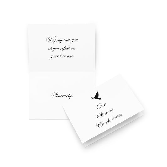 Our Sincere Condolences Empathy Card - Note - Dove - 5"x7" folded