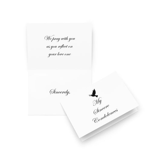 My Sincere Condolences Empathy Card - Note - Dove - 5"x7" folded