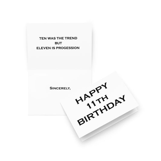 11th Birthday Card - Note - 5"x7" folded