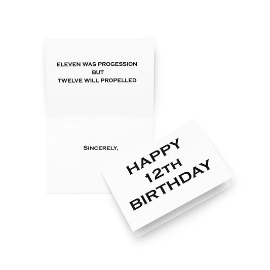 12th Birthday Card - Note - 5"x7" folded