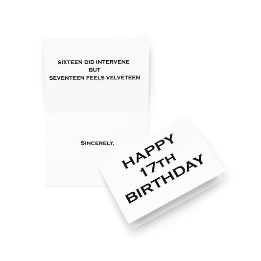 17th Birthday Card - Note - 5"x7" folded