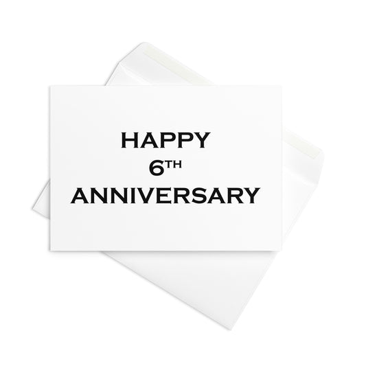 6th Anniversary Card - Blank - 5"x7" folded